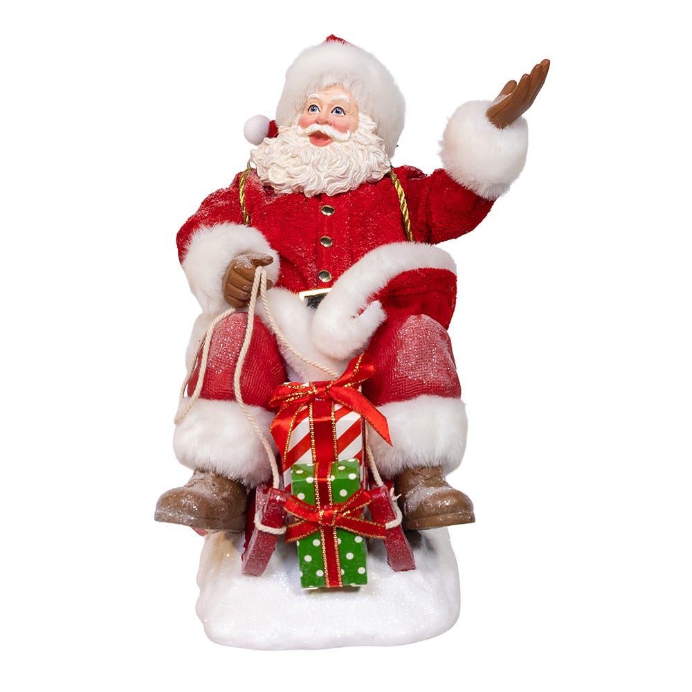 Kurt Adler 8.5-Inch Fabrich Santa on Sled