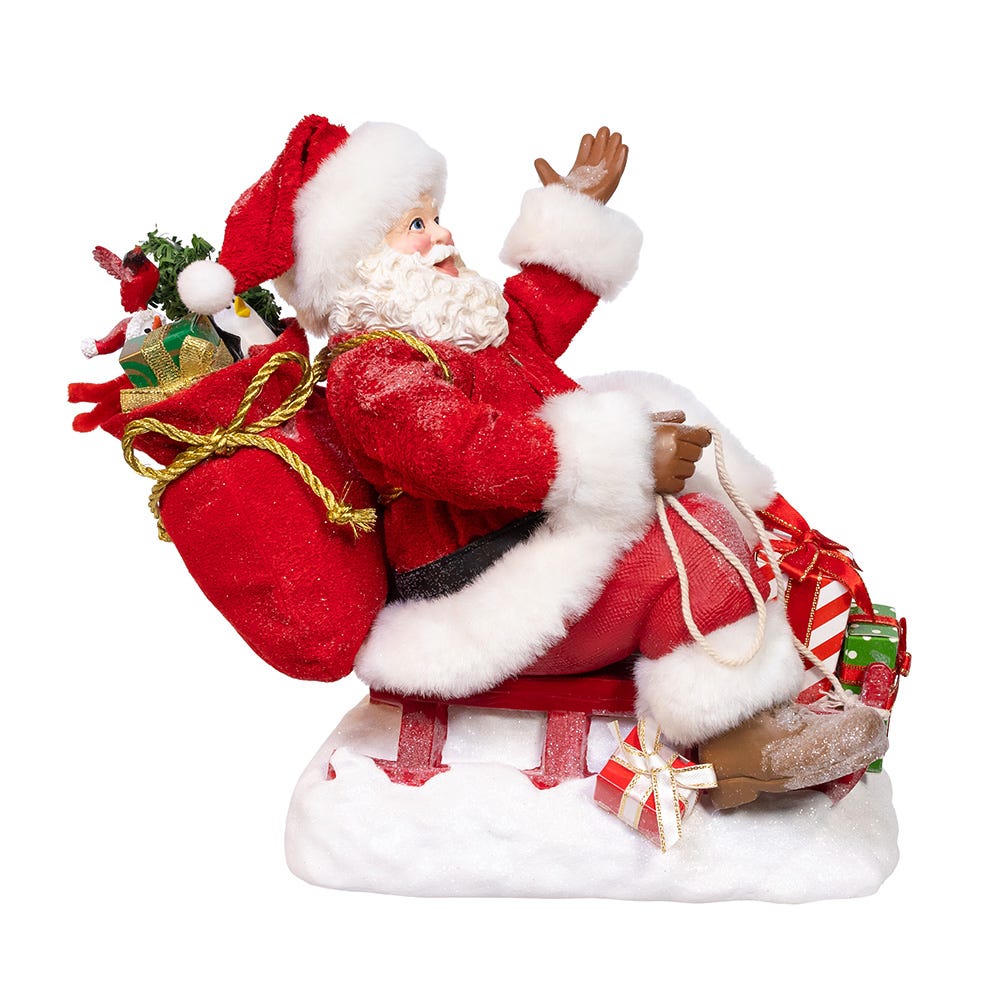 Kurt Adler 8.5-Inch Fabrich Santa on Sled