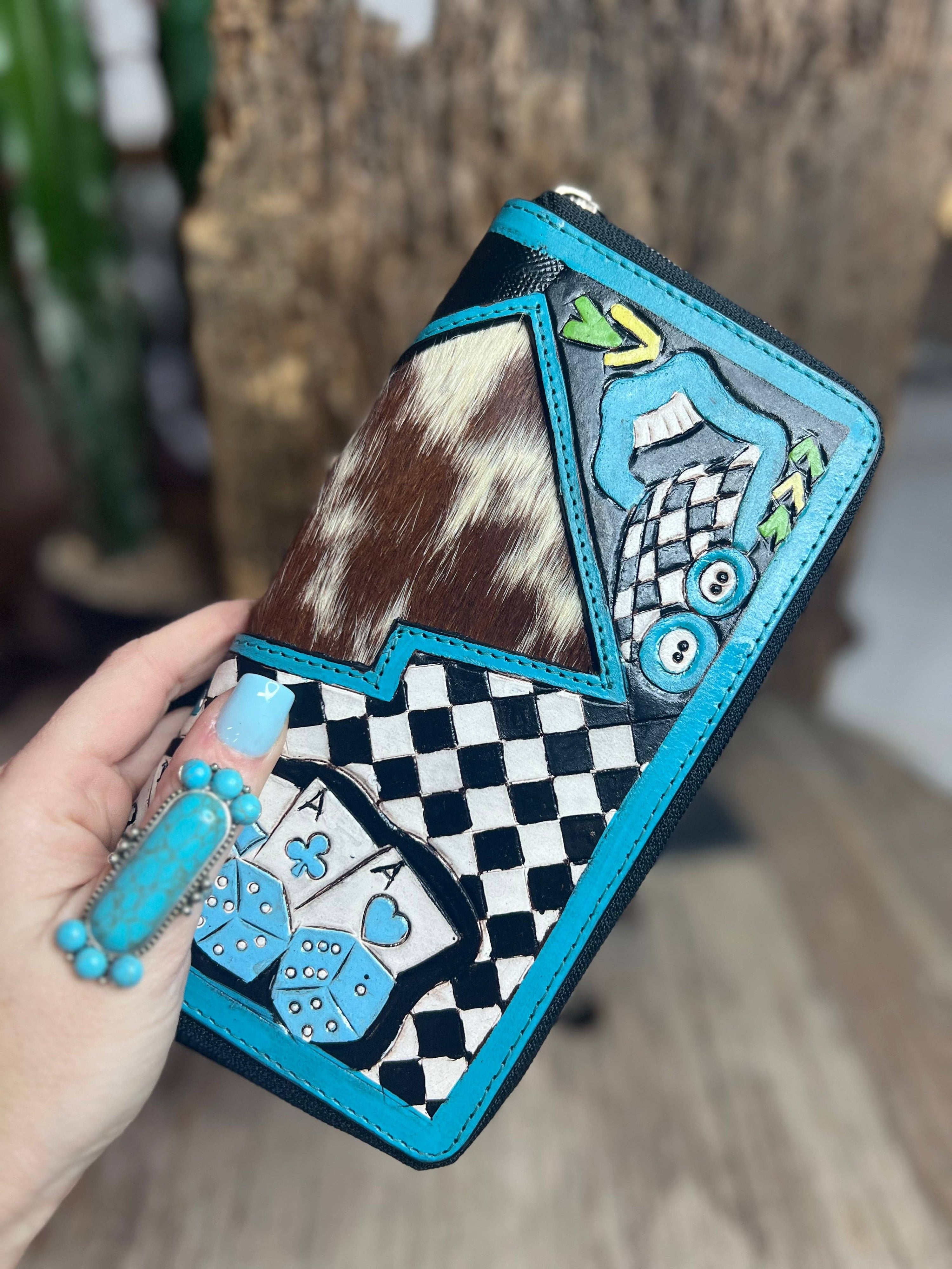 Turquoise Rocker Electric Rodeo Large Zippered Wallet | HT Animal Supply