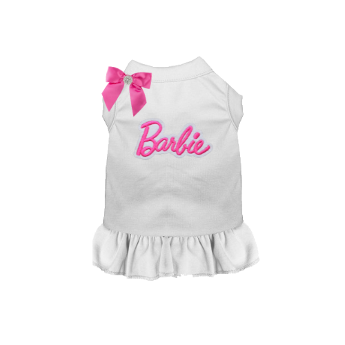 Bark 5th Ave., LLC Barbie Bow Dog Dress Cotton White pet supplies