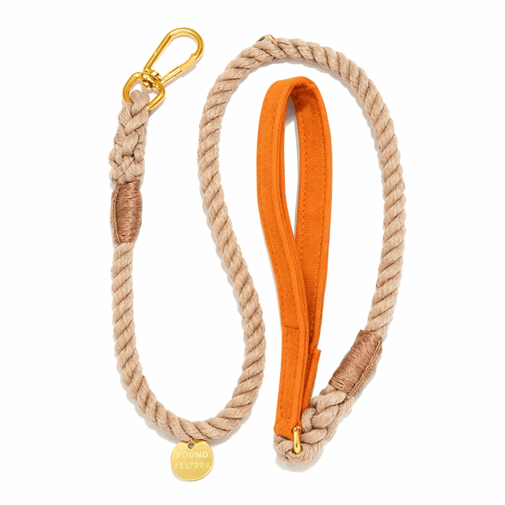 Fire Orange Waxed Cotton Canvas Animal Leash