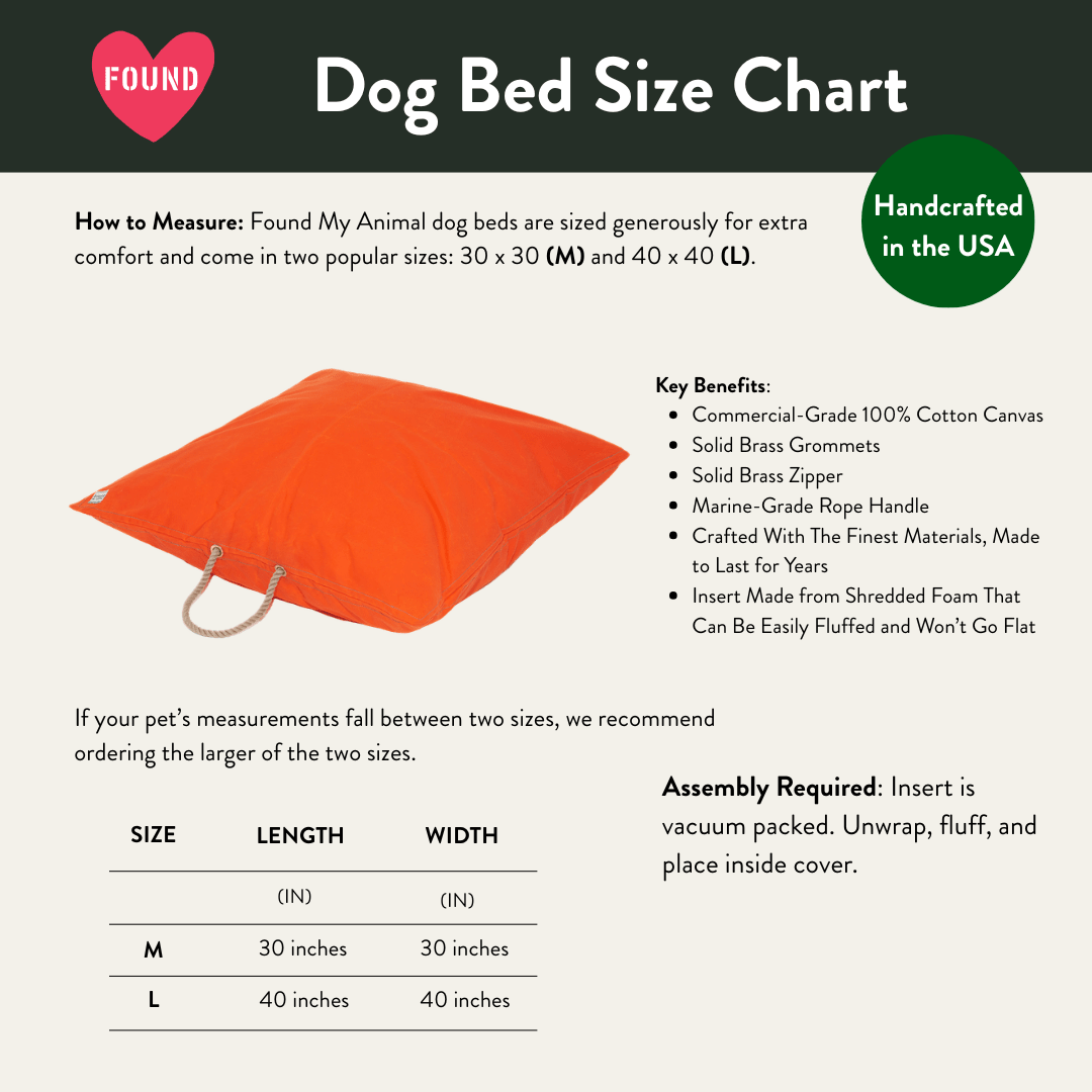 Fire Orange Waxed Cotton Canvas Dog Bed