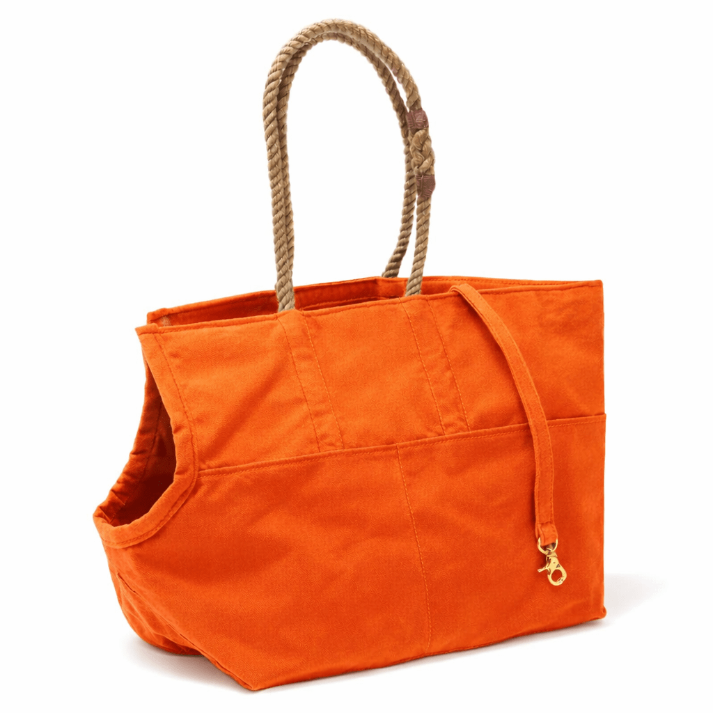 Fire Orange Waxed Cotton Canvas Dog Carrier