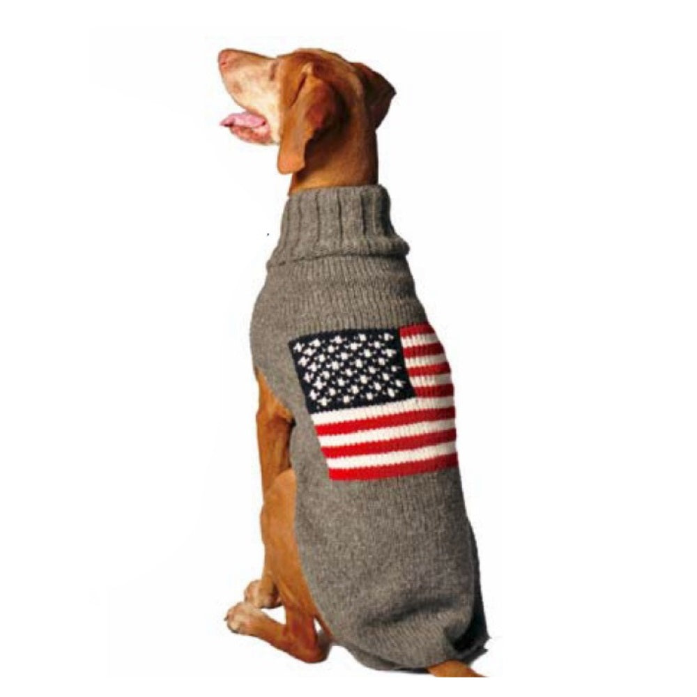 Chilly Dog American Flag Wool Dog Sweater
