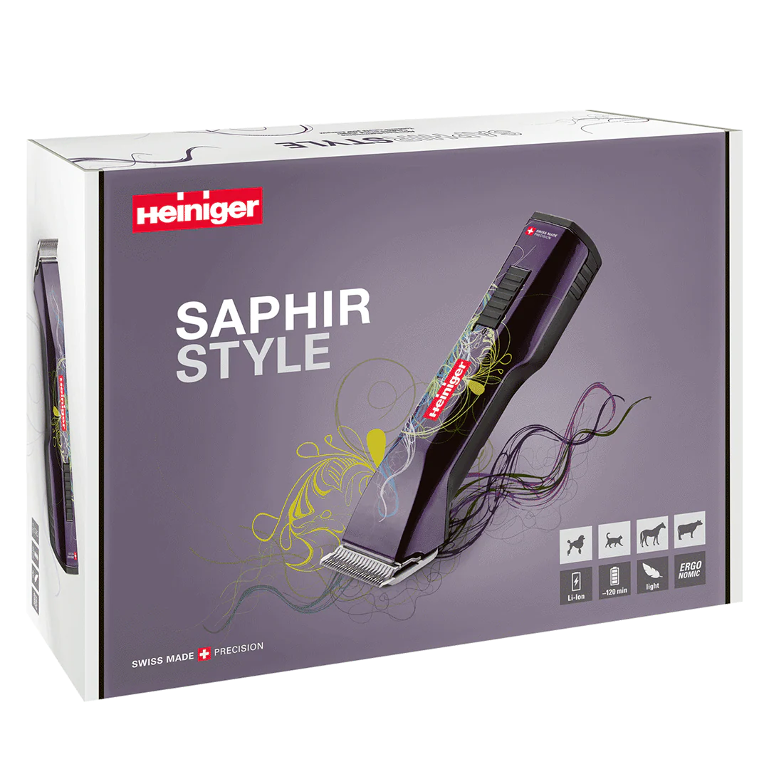 Purple Saphir Cordless Clipper One Battery with 2 Free Drives by Heiniger