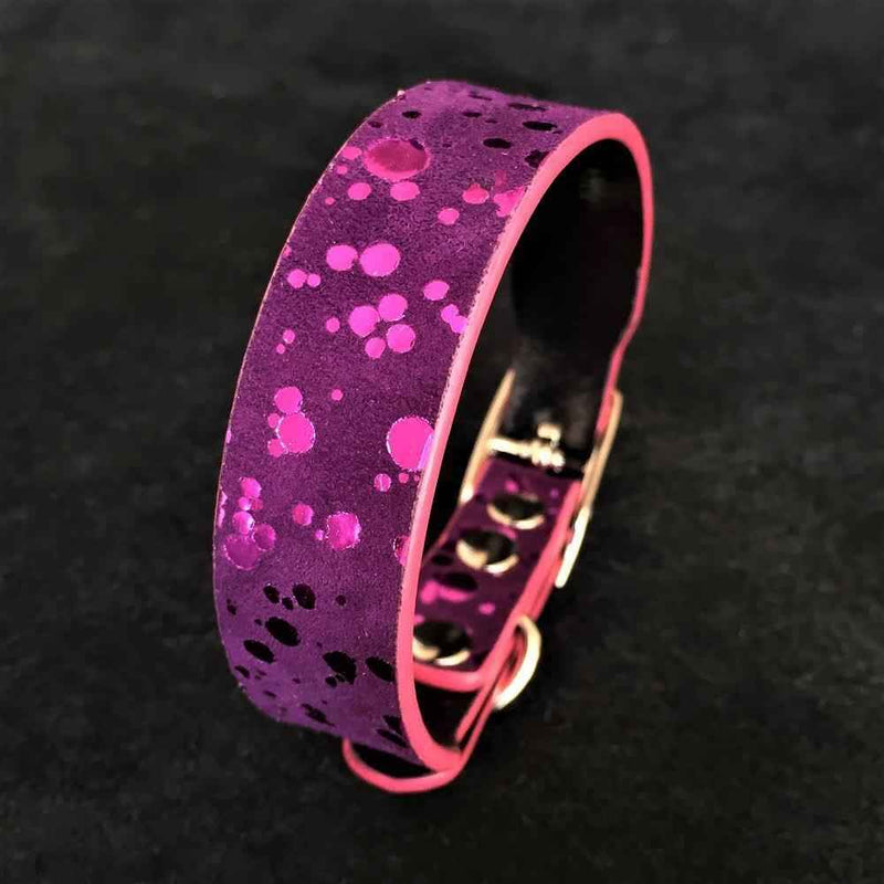 Bestia Viola Drops Leather Puppy Collar