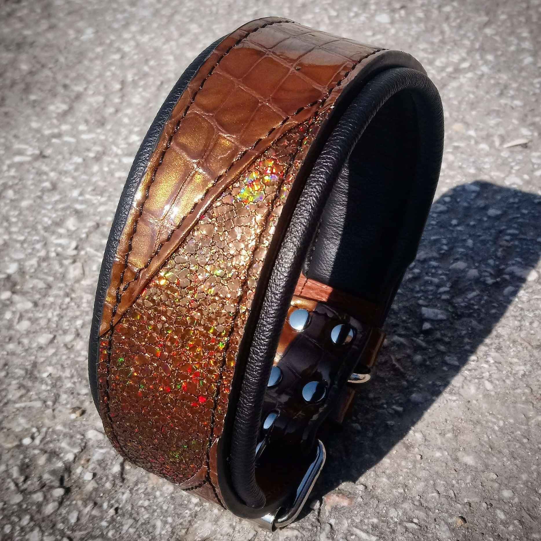 Bestia Korona Brown Leather Dog Collar