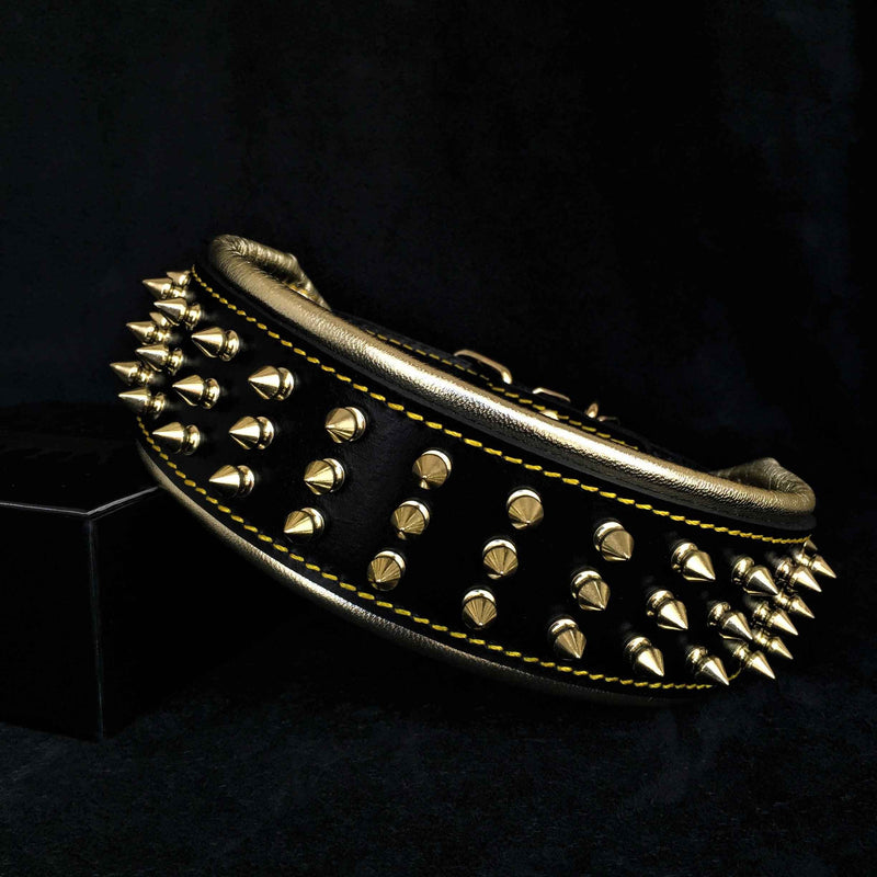 Bestia Gold Giant Leather Dog Collar