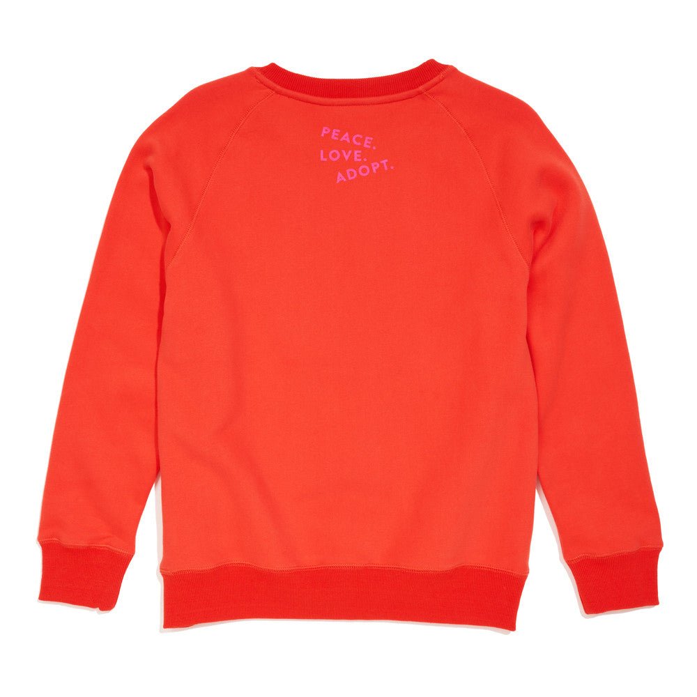Found My Animal Big Full Heart Sweatshirt, Coral Orange + Neon Pink