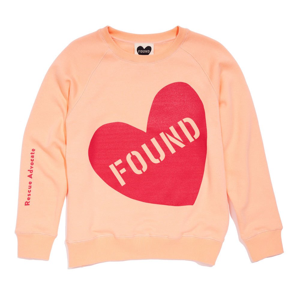 Found My Animal Big Full Heart Sweatshirt, Coral + Peach