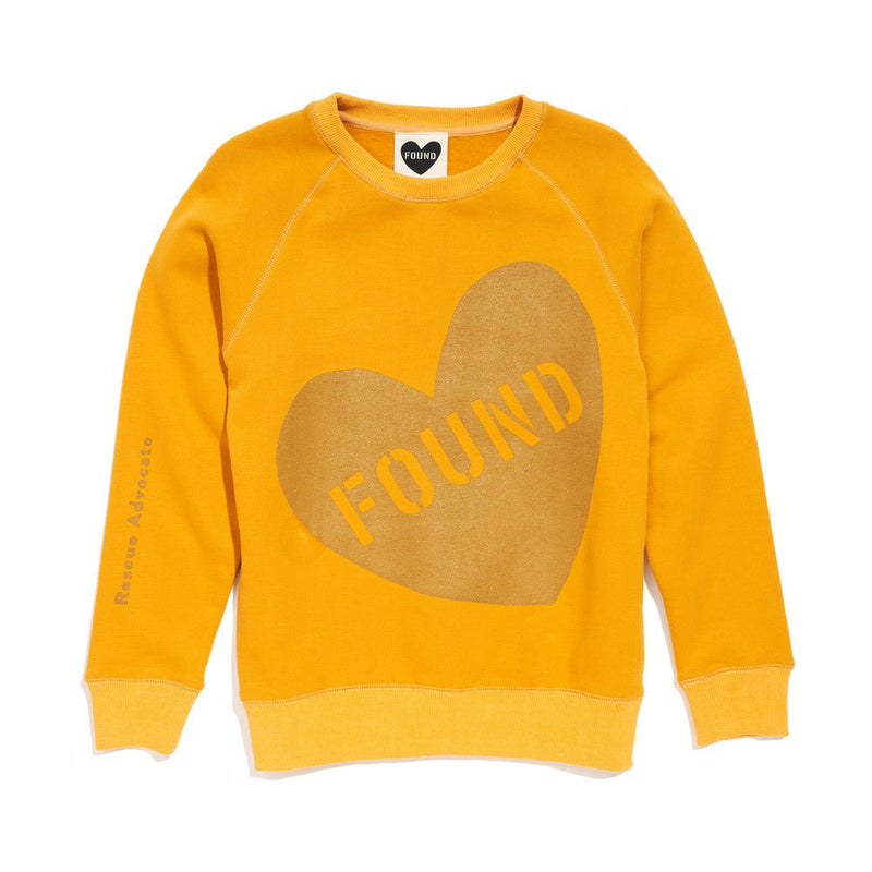 Found My Animal Big Full Heart Sweatshirt, Mustard Yellow + Olive