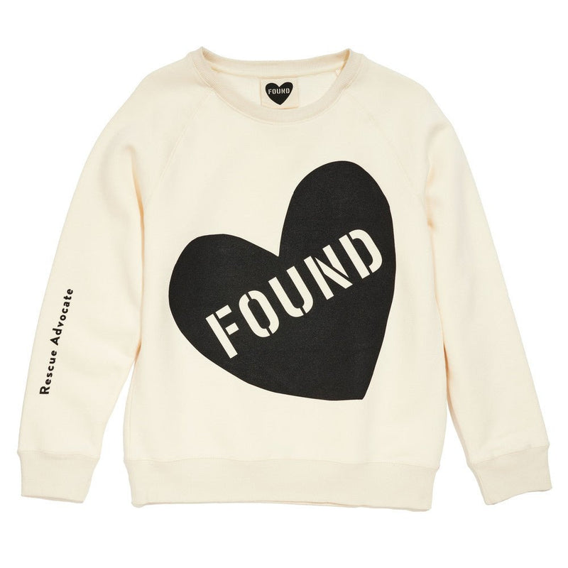 Found My Animal Big Full Heart Sweatshirt, Natural + Black
