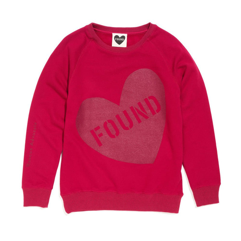 Found My Animal Big Full Heart Sweatshirt, Tomato + Burgundy