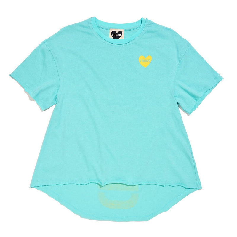 Found My Animal Big Full Heart T-Shirt, Aqua + Citron