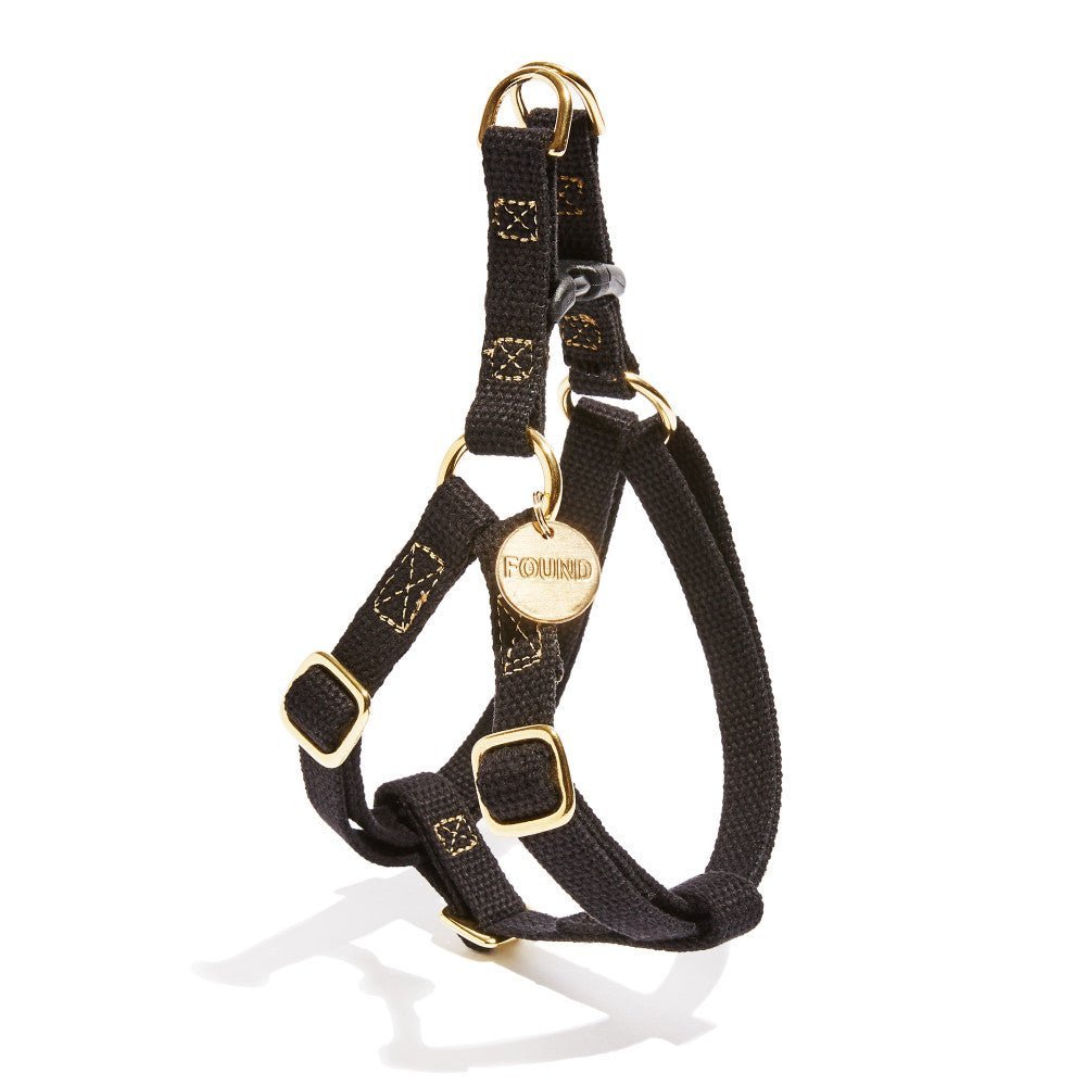 Found Classic Black Cotton Rope Dog & Cat Harness – Durable & Adjustable | Found My Animal