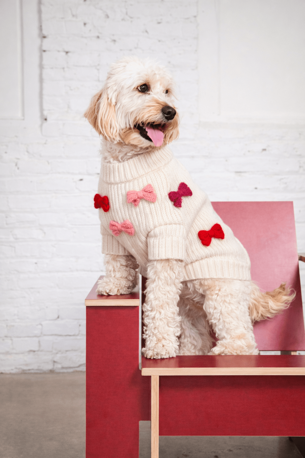 Dog Sweater - Bow - Red & Pink | Found My Animal