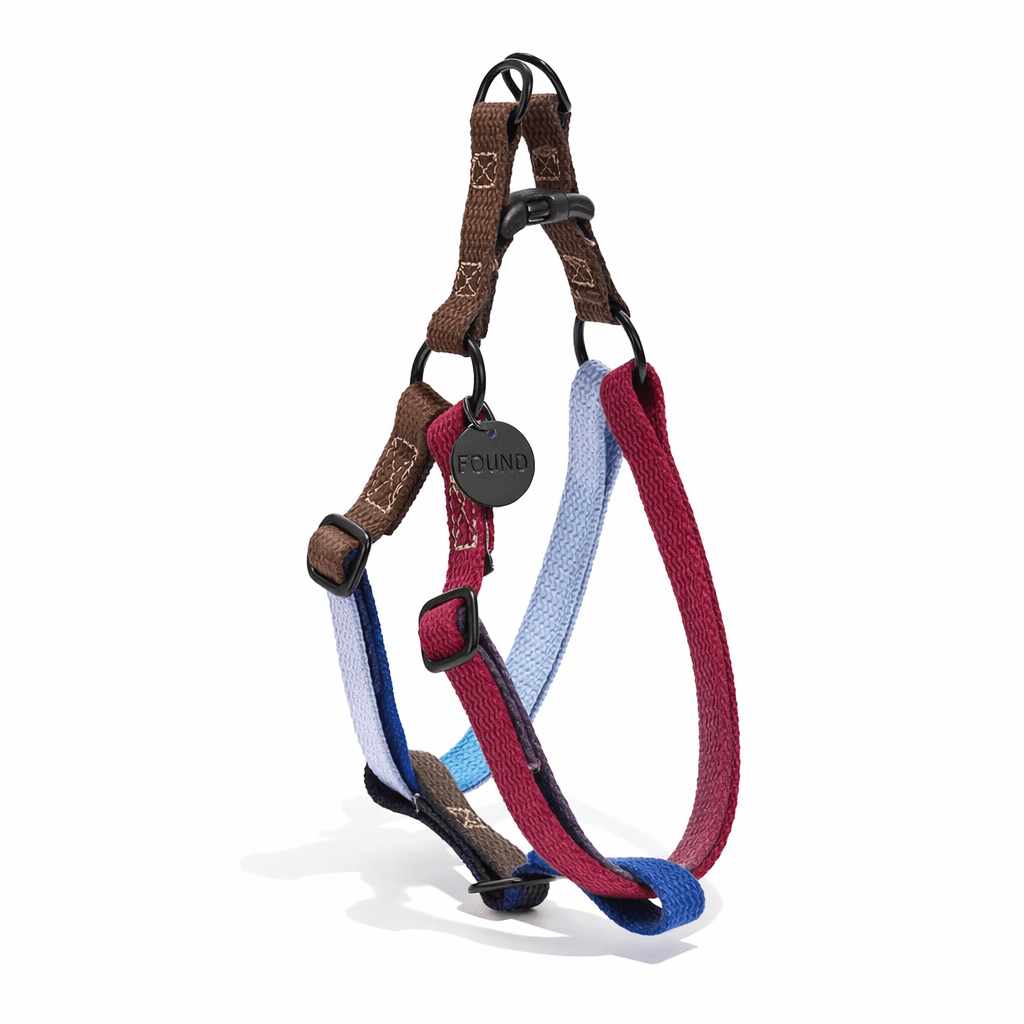 Found My Animal Mood Ring Cotton Cat & Dog Harness – Matte Black Hardware, Adjustable & Stylish