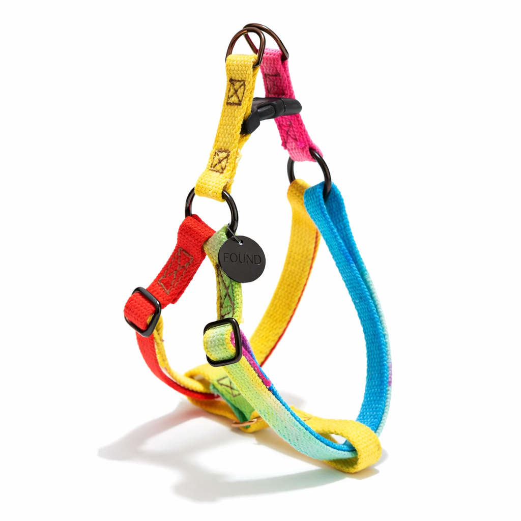 Found My Animal Prismatic Cotton Dog & Cat Harness – Matte Black Hardware, Adjustable, Durable & Stylish