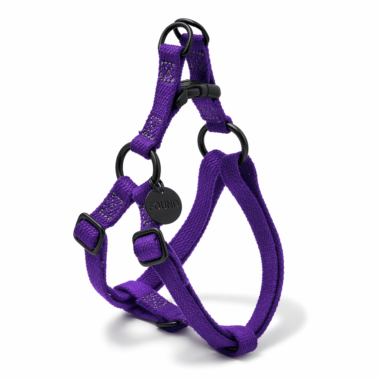 Found My Animal Purple Cotton Dog & Cat Harness – Matte Black Hardware, Adjustable, Durable & Stylish