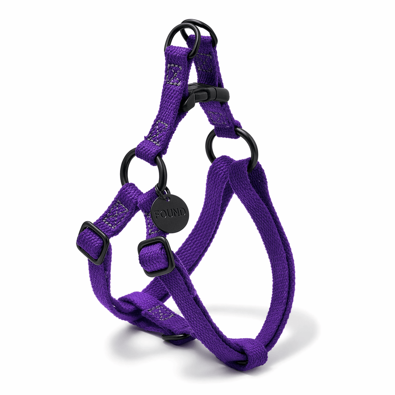 Found My Animal Purple Cotton Dog & Cat Harness – Matte Black Hardware, Adjustable, Durable & Stylish