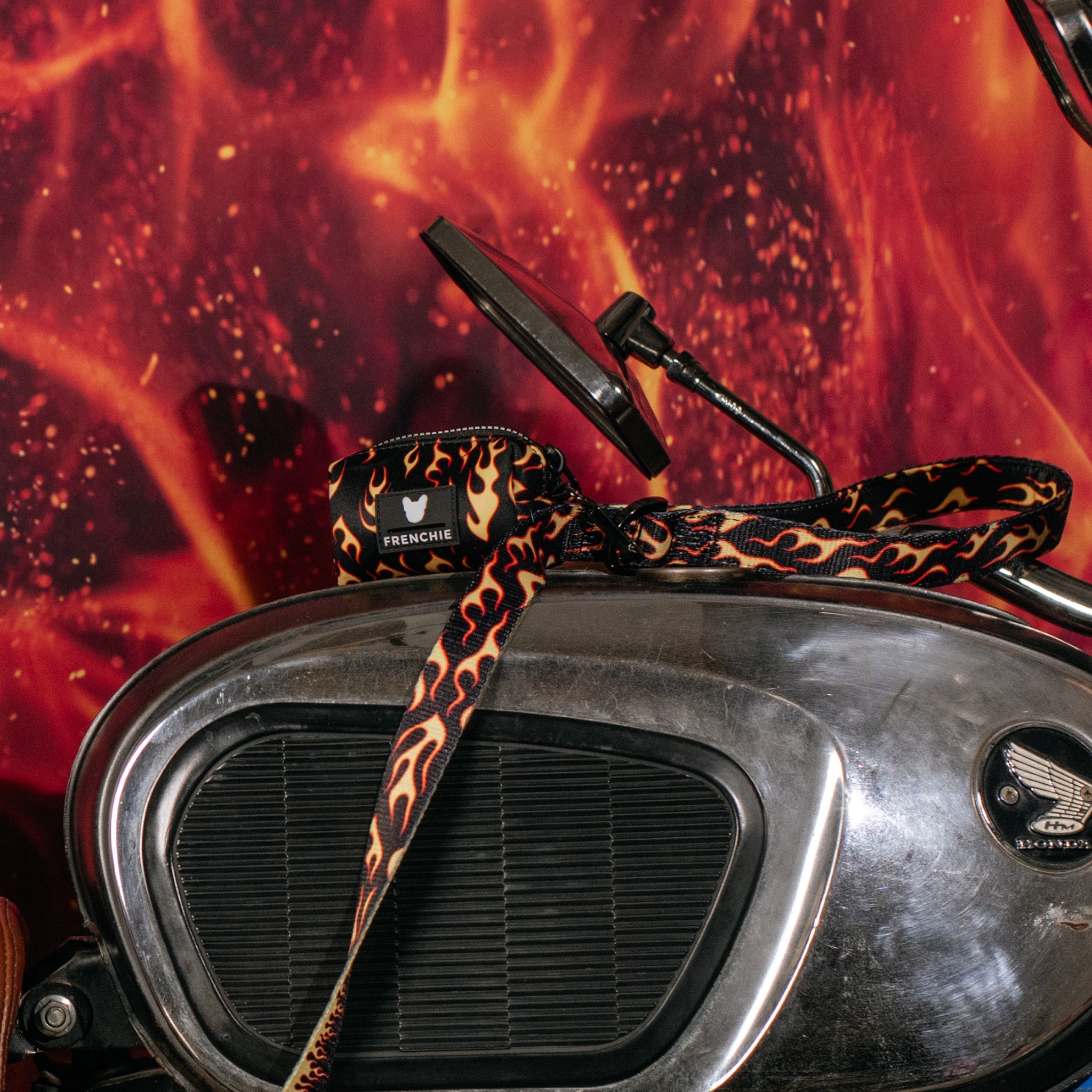 Frenchie Poo Bag Holder - Flames (Orange)