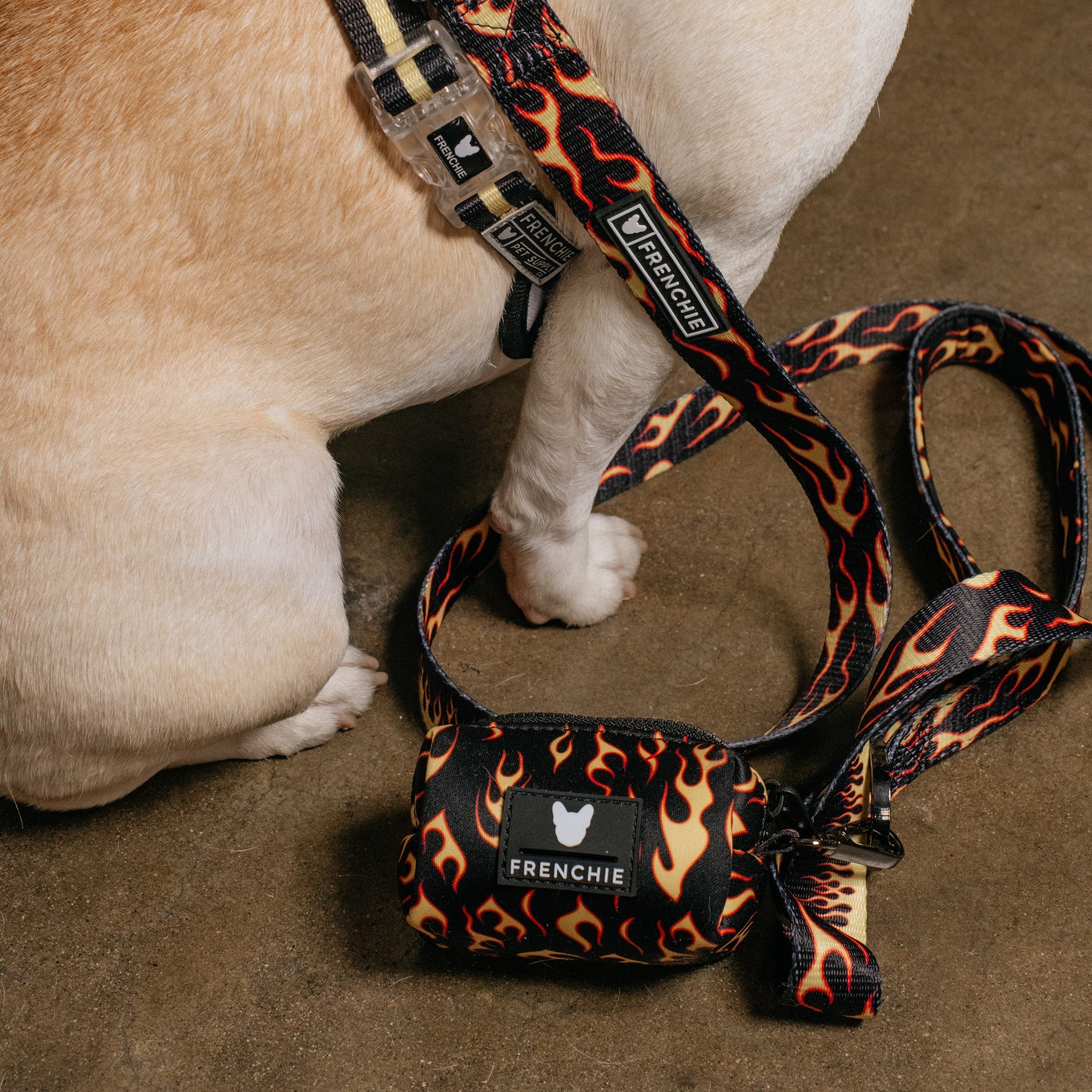 Frenchie Poo Bag Holder - Flames (Orange)