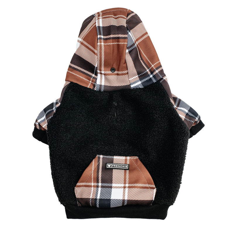 Frenchie Dog Hoodie - Cocoa Plaid - HT Animal Supply