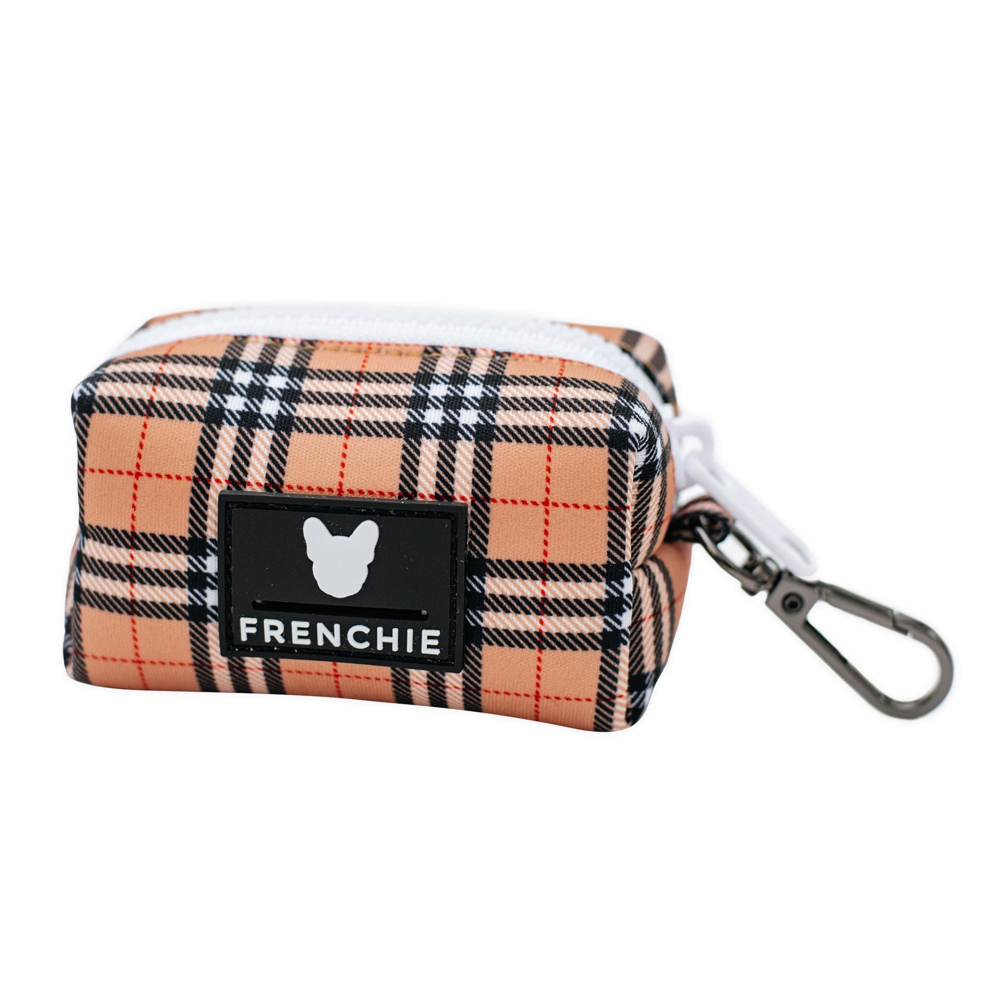 Frenchie Poo Bag Holder - Tan Tartan