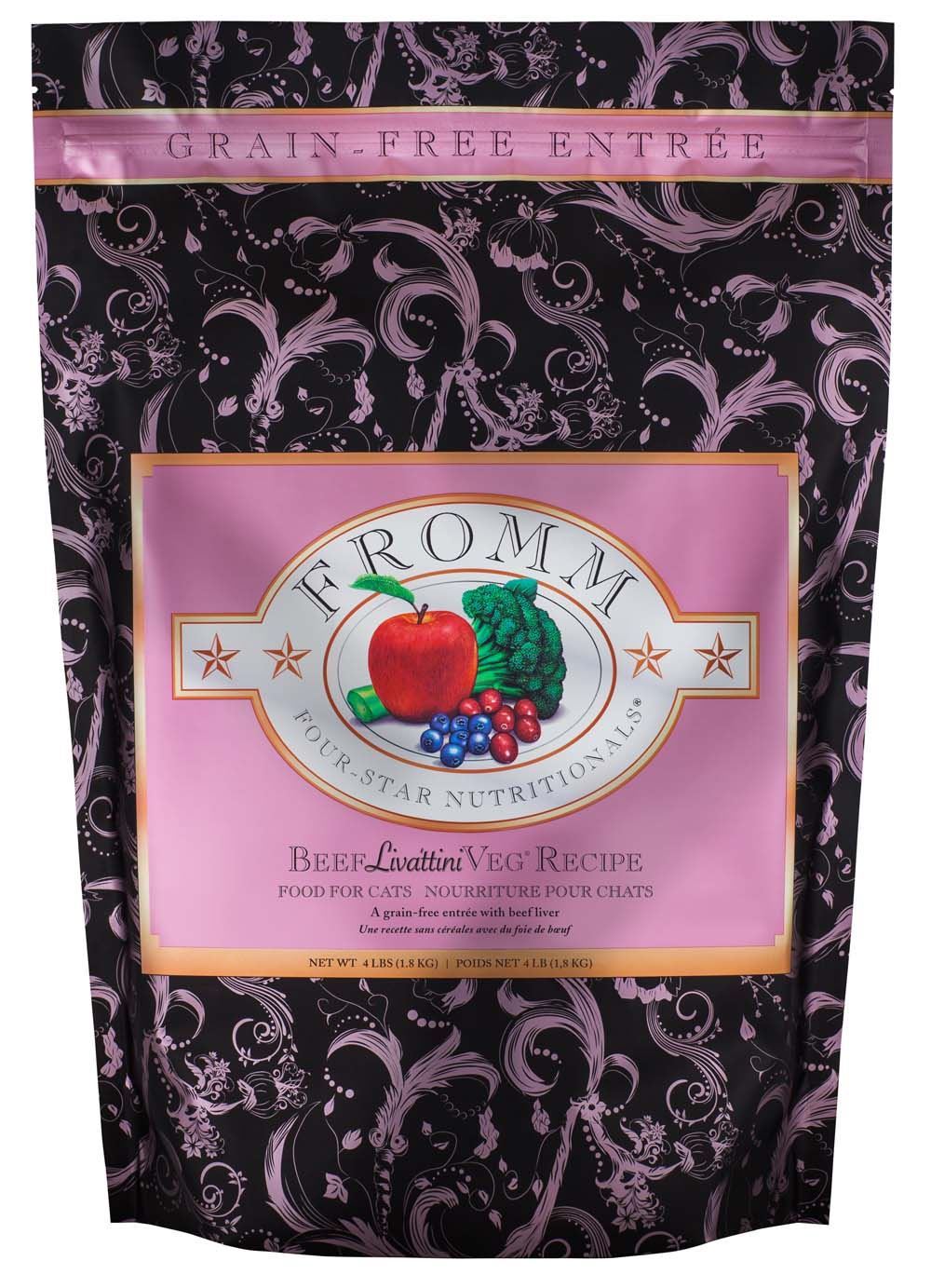 Fromm 4 Star Adult Grain-Free Beef Livattini Veg Dry Cat Food (4lb)