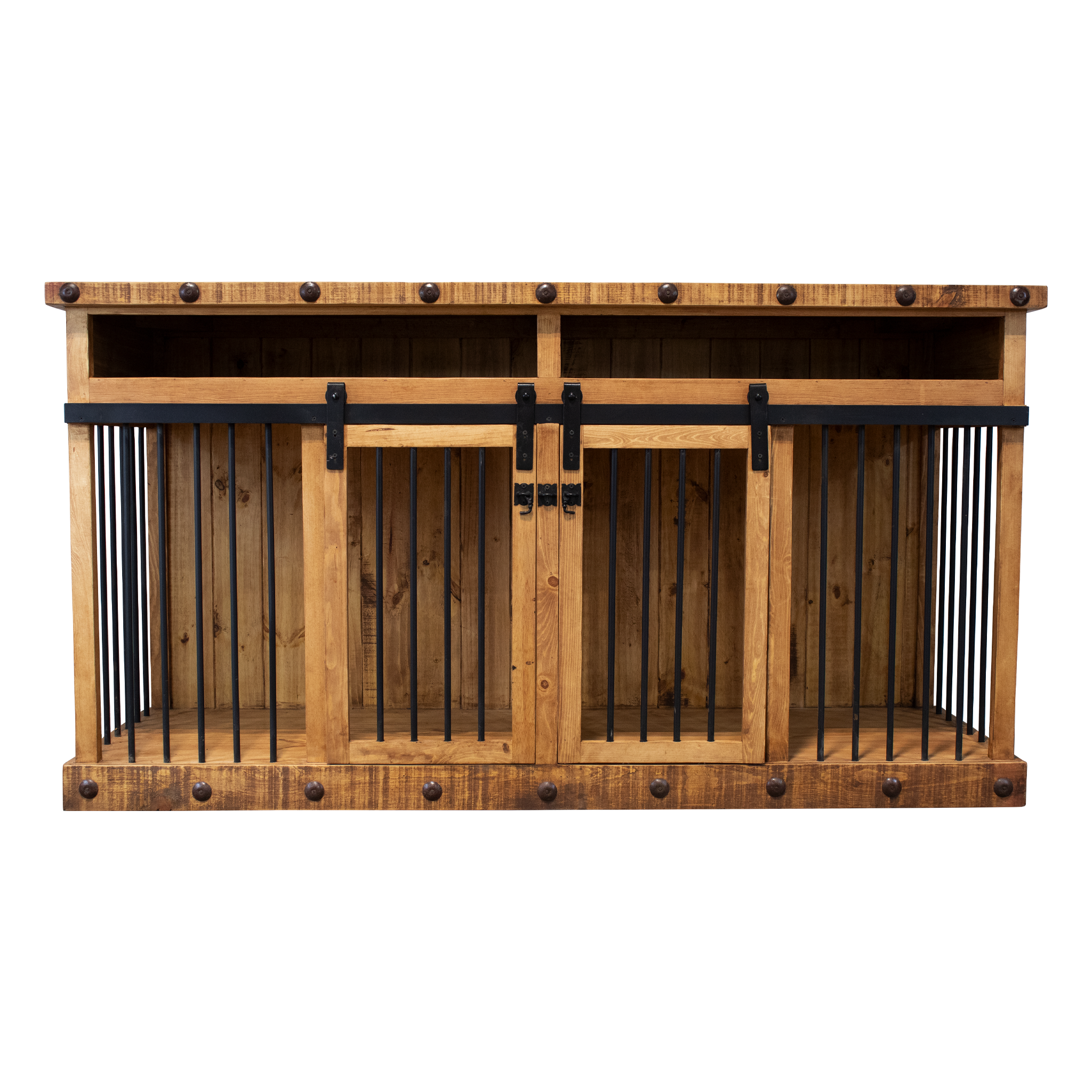 Oasis Large Dog Rustic Wood Kennel in Medium Wax