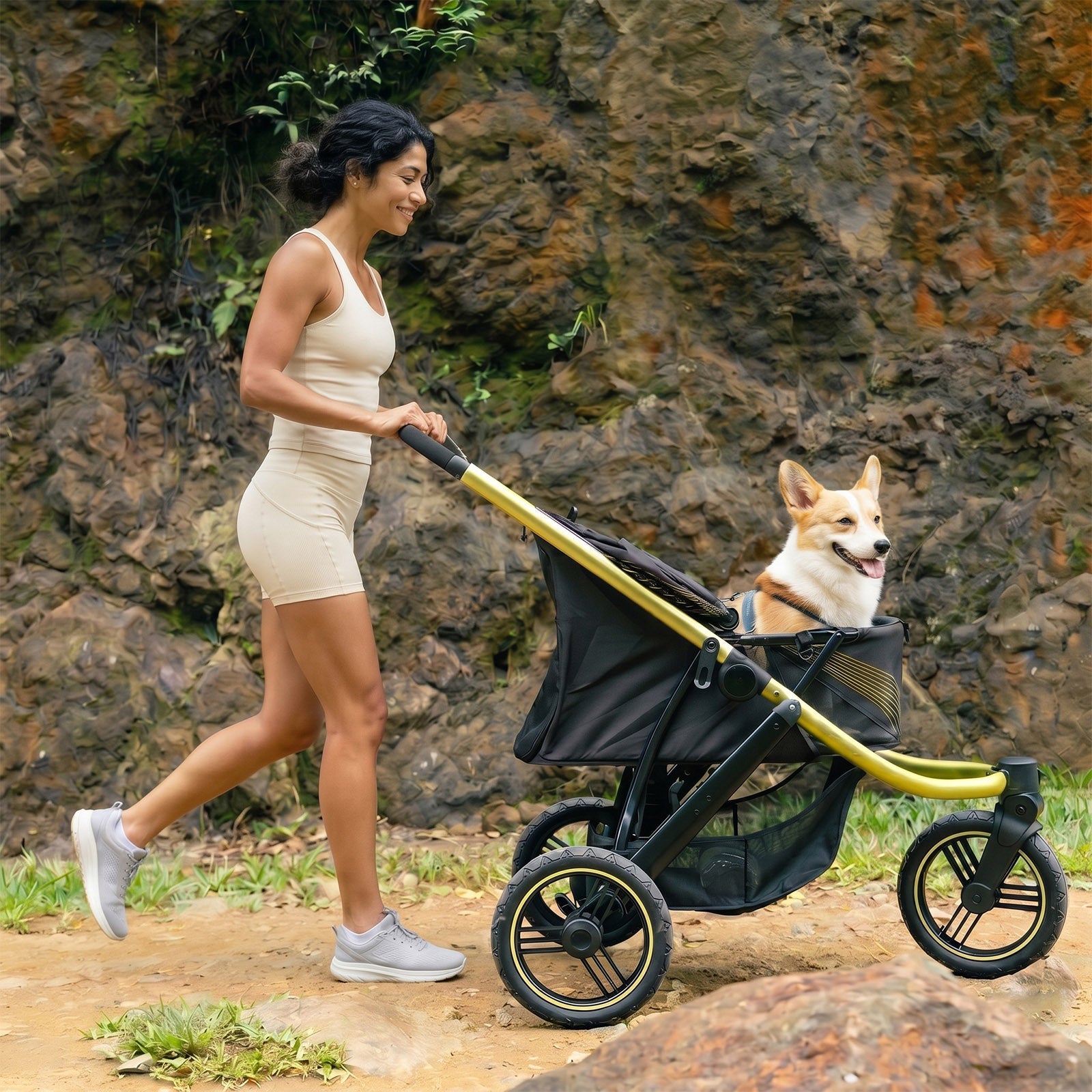ibiyaya The Beast Pet Jogging Stroller, 3-Wheel All-Terrain Dog and Cat Pram