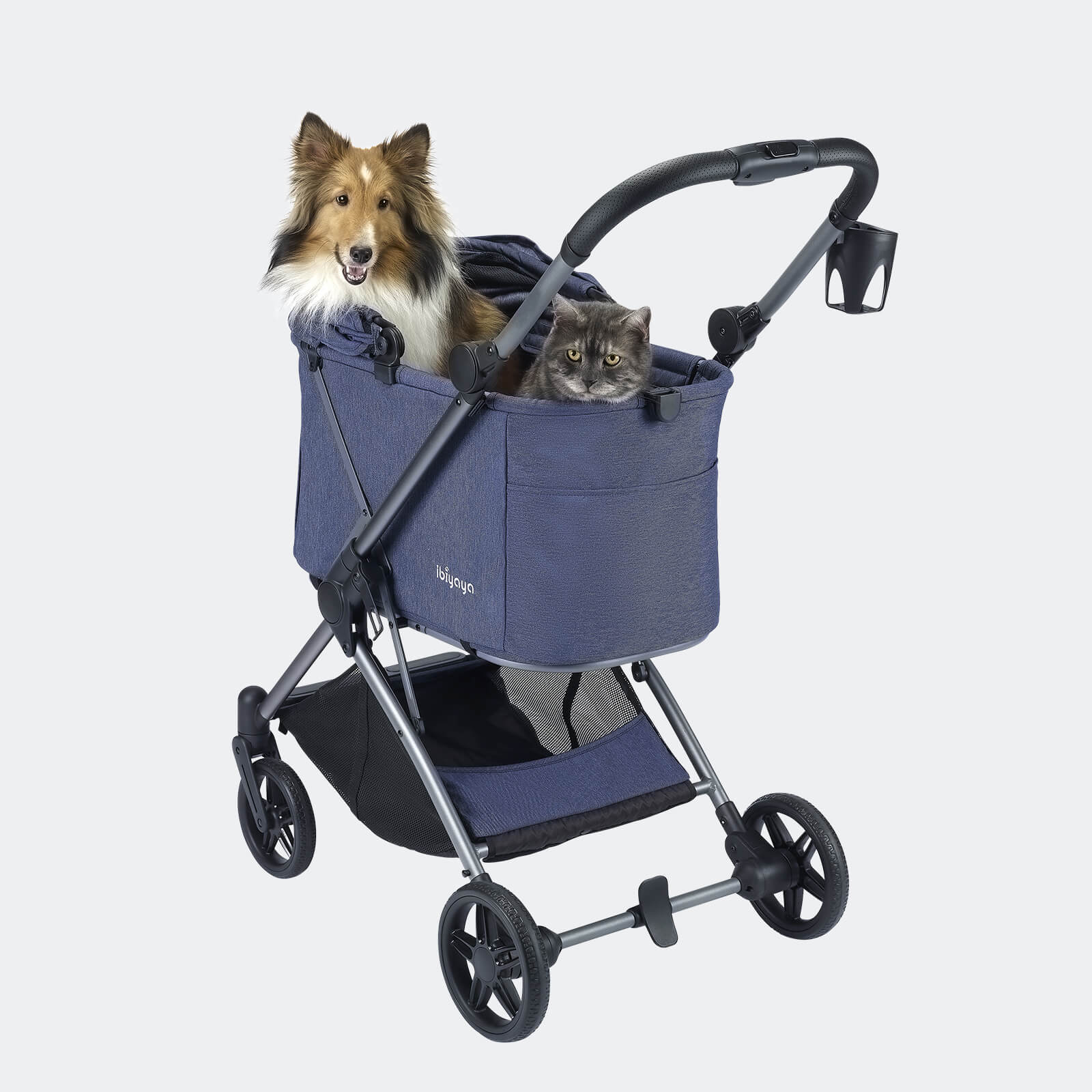 ibiyaya Maxi Deep Carriage Pet Stroller with Puncture-Free EVA-Rubber Wheels