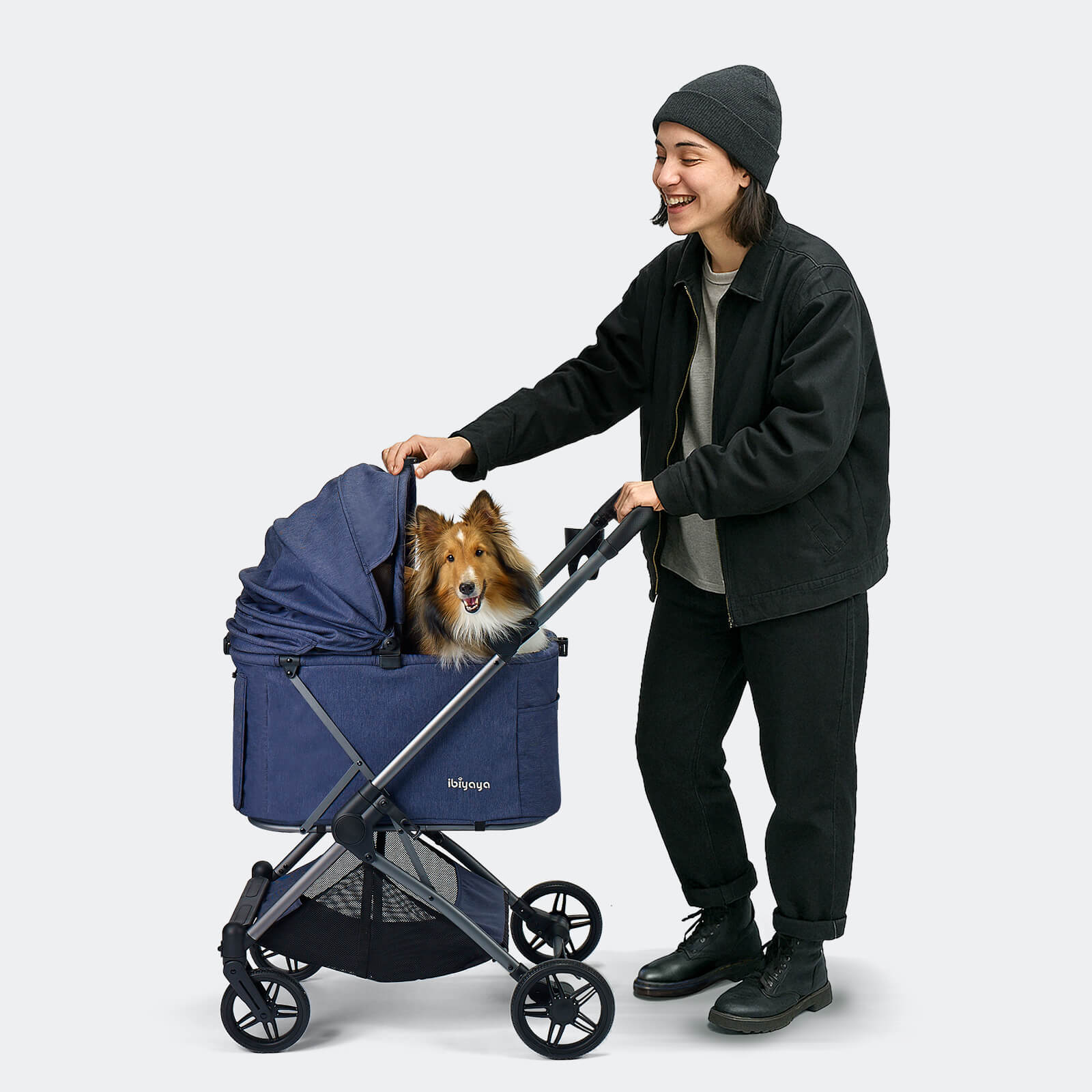 ibiyaya Maxi Deep Carriage Pet Stroller with Puncture-Free EVA-Rubber Wheels