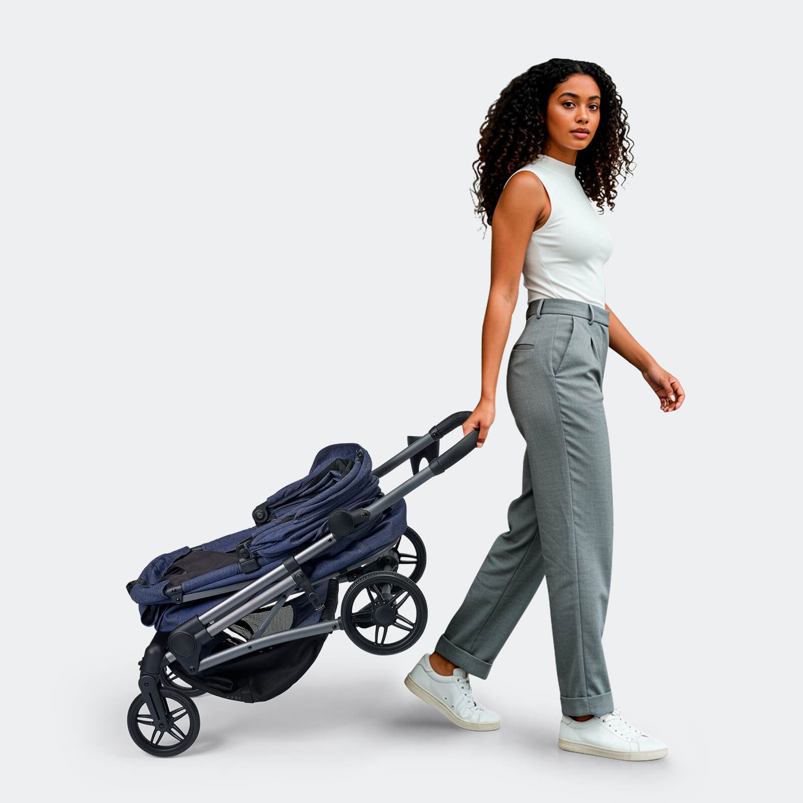 ibiyaya Maxi Deep Carriage Pet Stroller with Puncture-Free EVA-Rubber Wheels