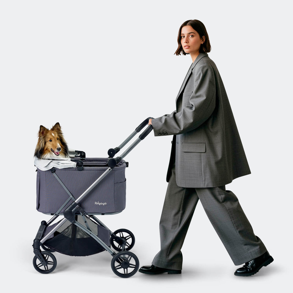 ibiyaya Maxi Deep Carriage Pet Stroller with Puncture-Free EVA-Rubber Wheels