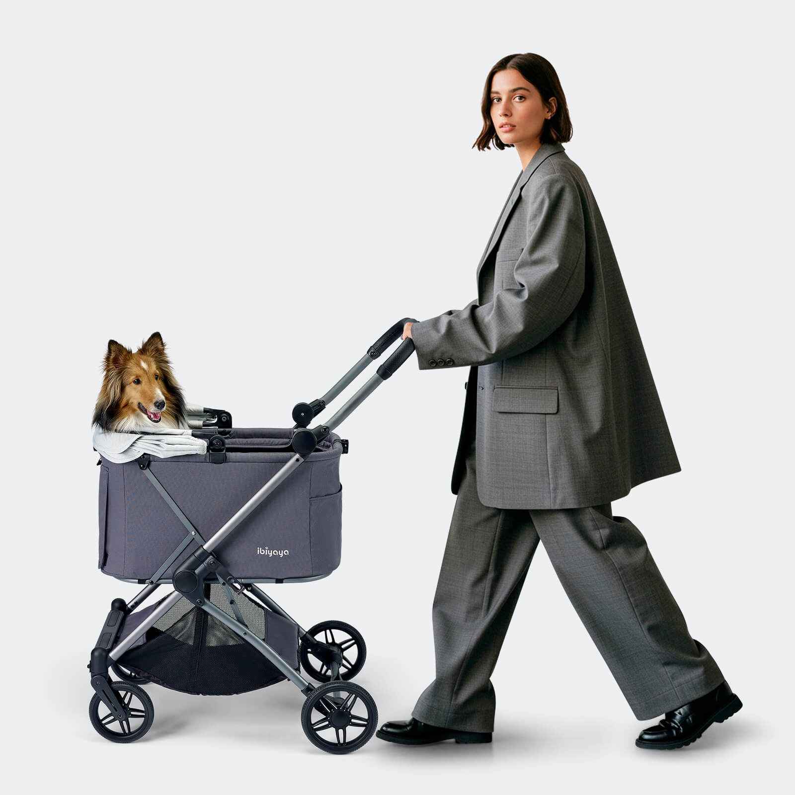 ibiyaya Maxi Deep Carriage Pet Stroller with Puncture-Free EVA-Rubber Wheels