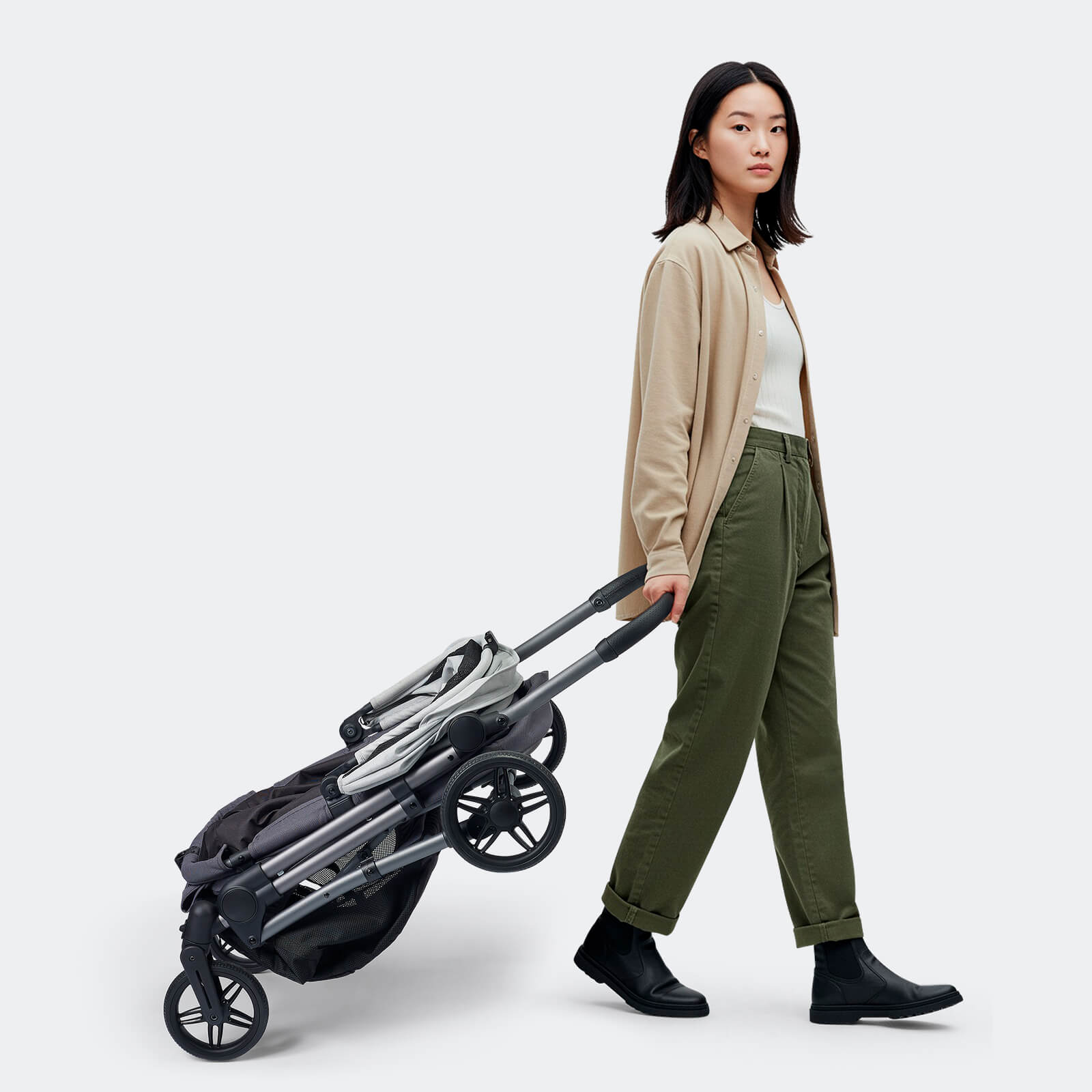 ibiyaya Maxi Deep Carriage Pet Stroller with Puncture-Free EVA-Rubber Wheels