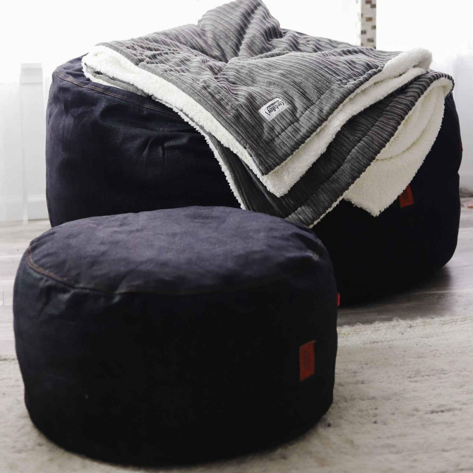 CordaRoy's Faux Leather Pouf Footstool Ottoman