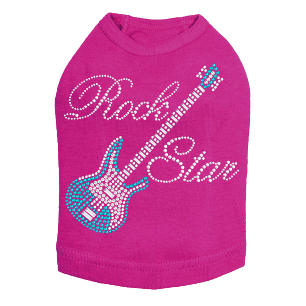 Guitar Blue (Austrian Rhinestones) & Rock Star - Dog Tank