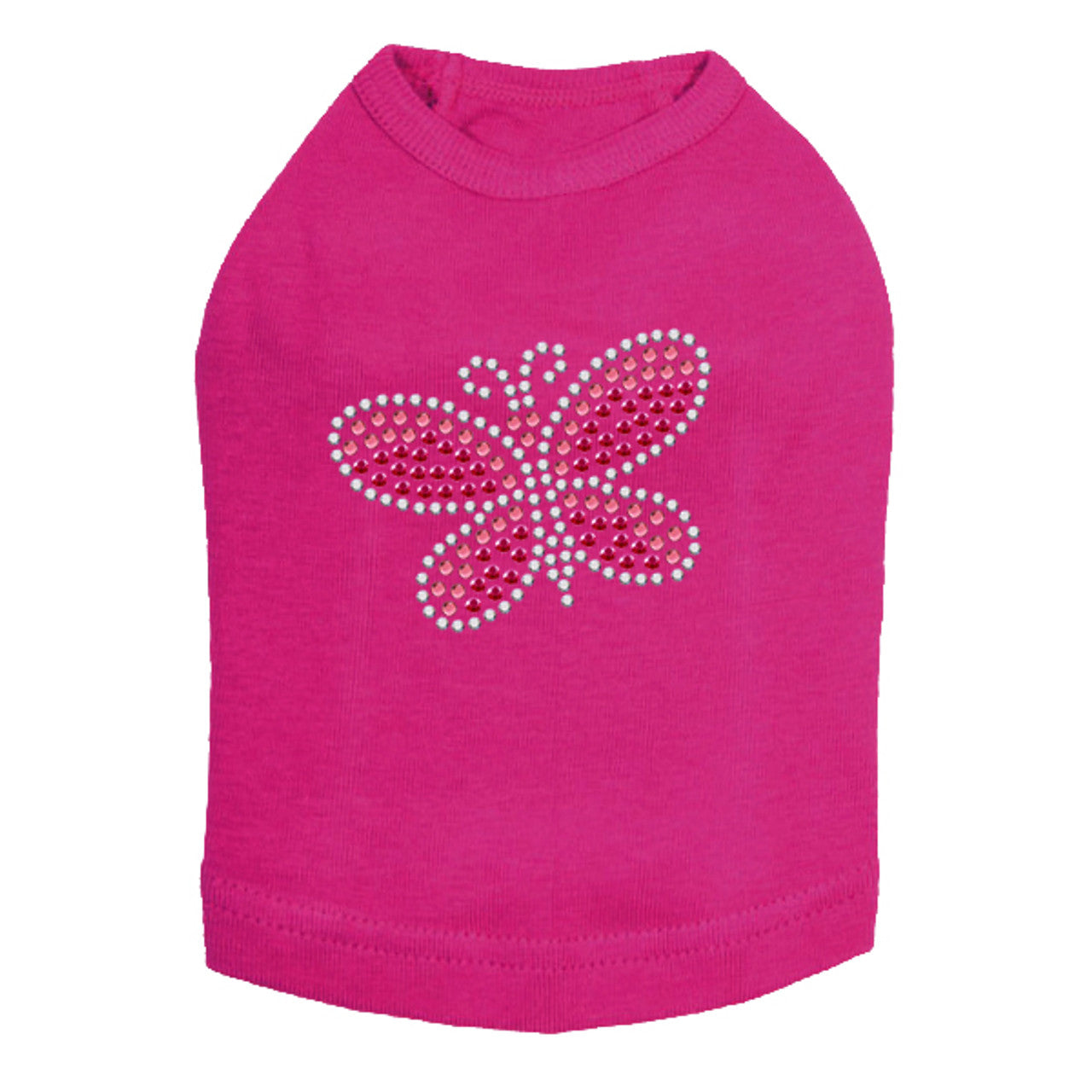 Pink Rhinestone & Rhinestud Butterfly - Dog Tank