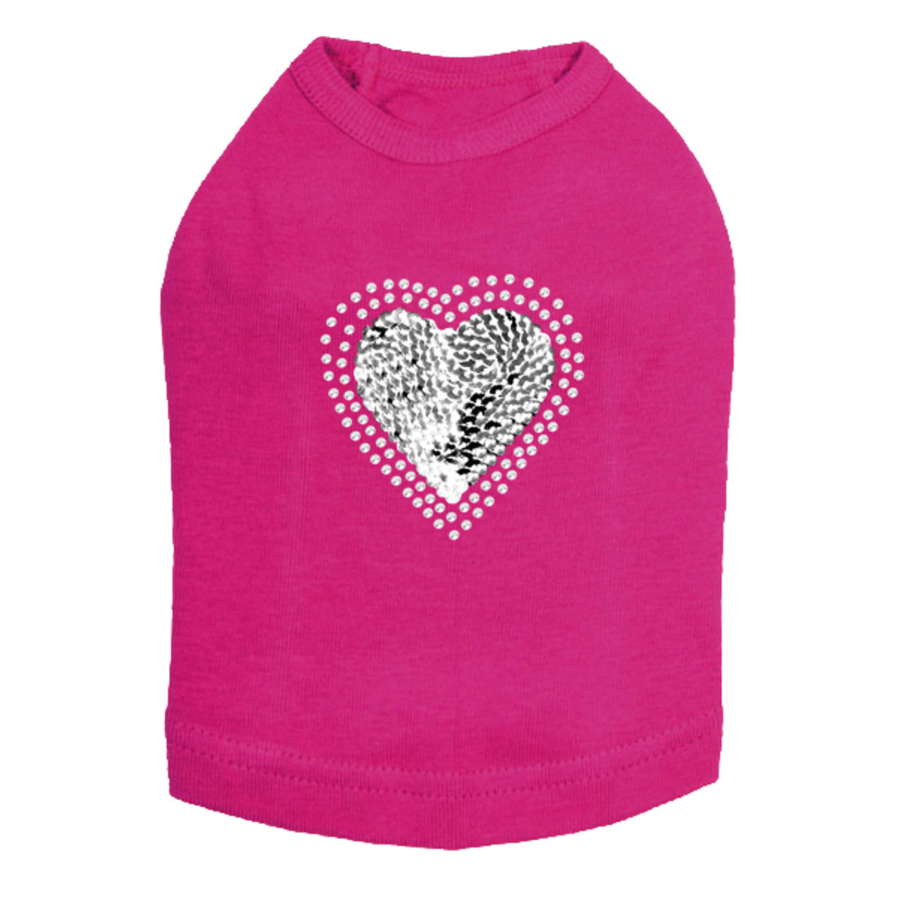 Sequin Silver Heart - Dog Tank