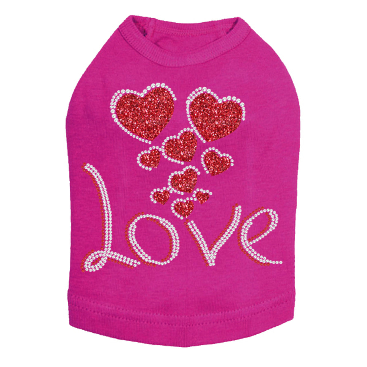 Love with Red Glitter Hearts - Dog Tank