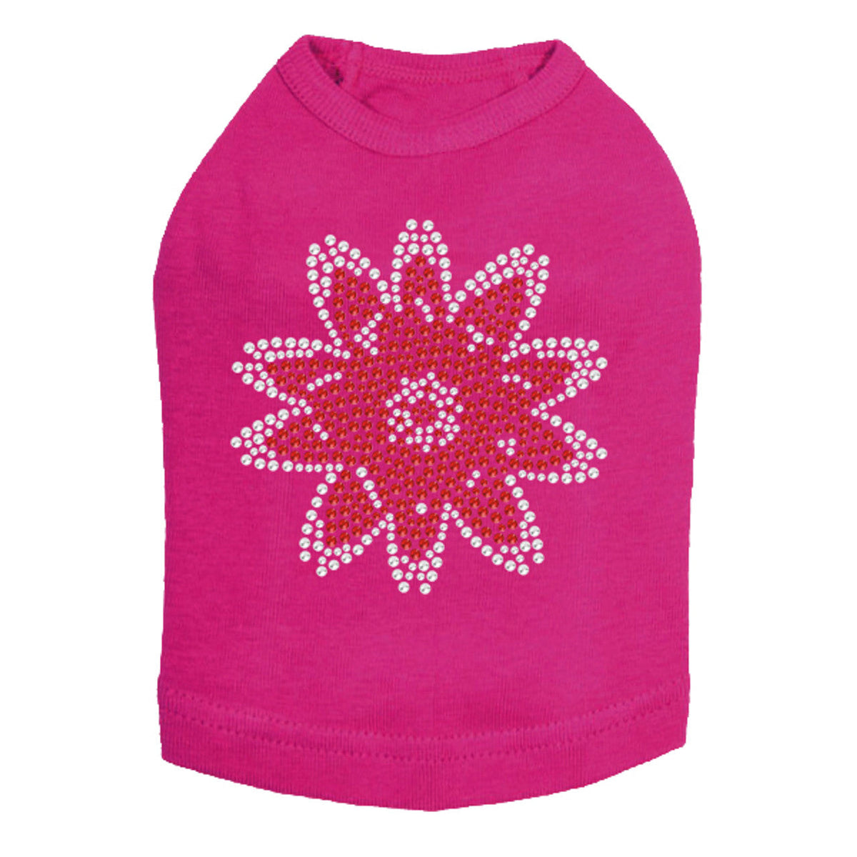 Red Rhinestone Flower - Dog Tank