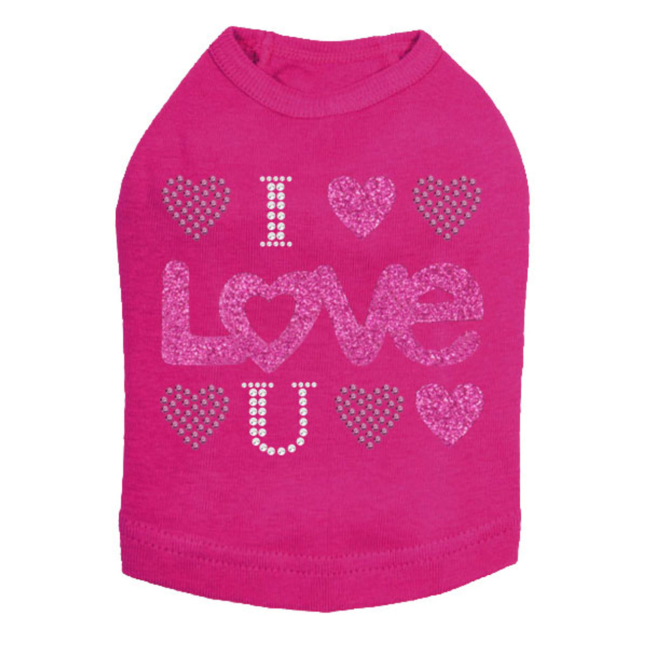 I Love You Pink Glitter - Dog Tank