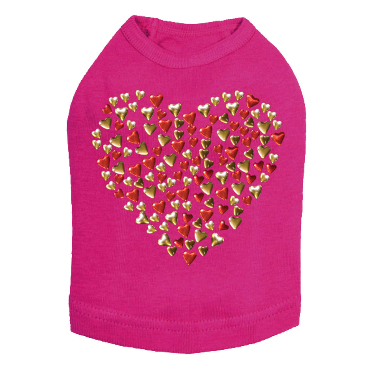 Red & Gold Nailhead Hearts - Dog Tank