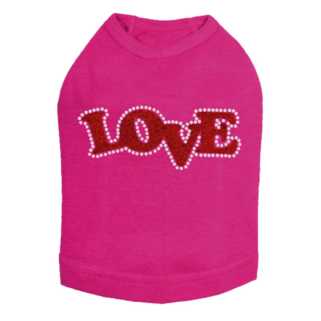 Love (Red Glitter) - Dog Tank
