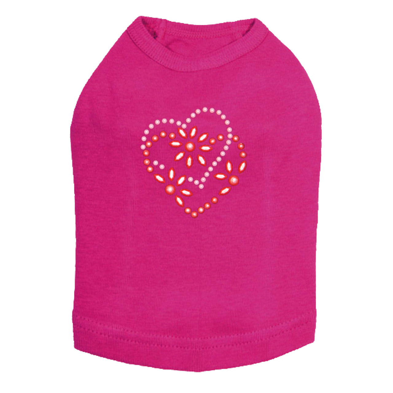 Pink & Red Flower Heart - Dog Tank