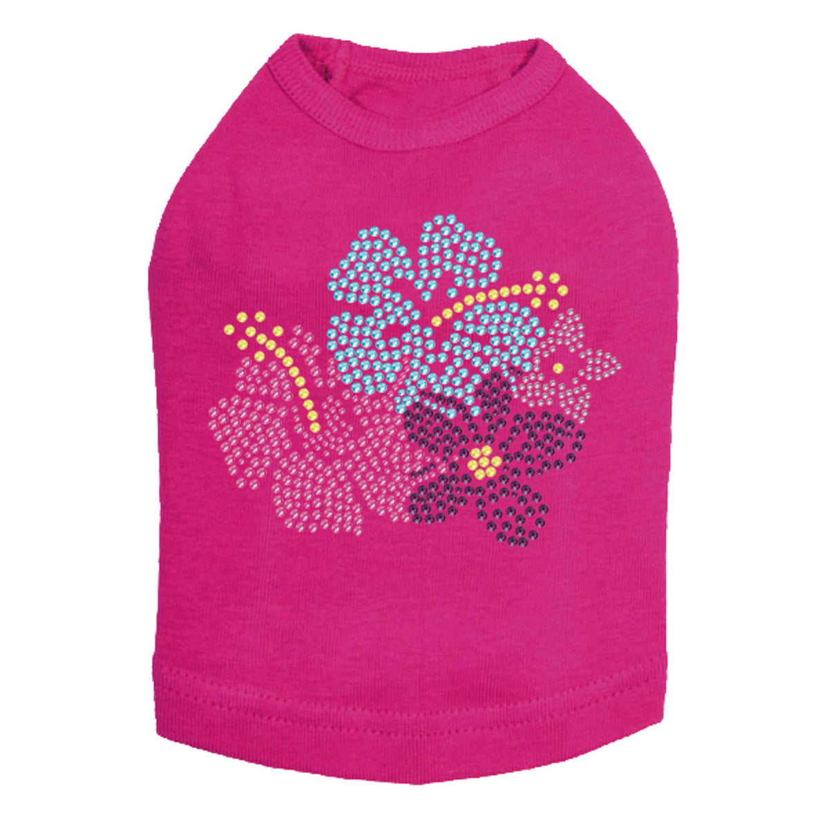 Pink, Blue & Purple Hibiscus - Dog Tank