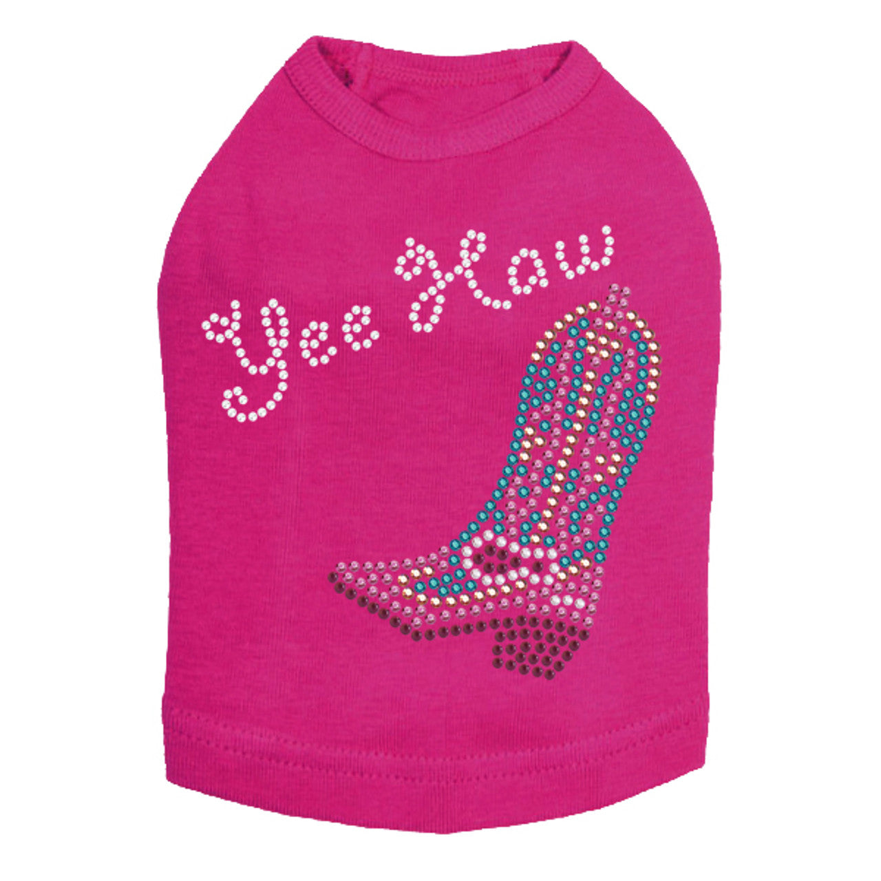 Boot (Pink & Turquoise with Yee Haw) - Dog Tank