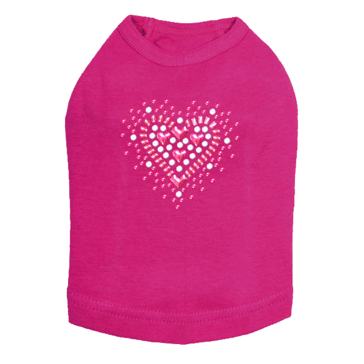 Pink Austrian crystal Heart - Dog Tank